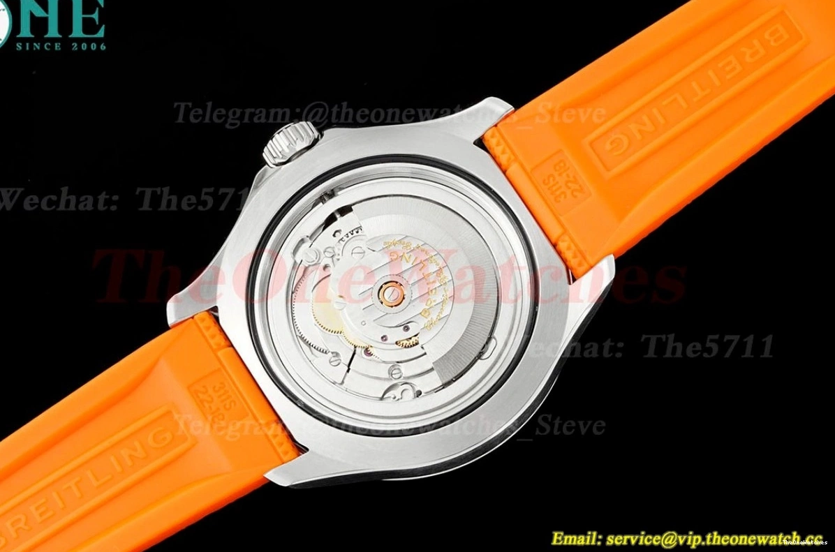 Rubber Colorful Orange A2824 Dial on TF SS RU Superocean 42mm Strap 0324
